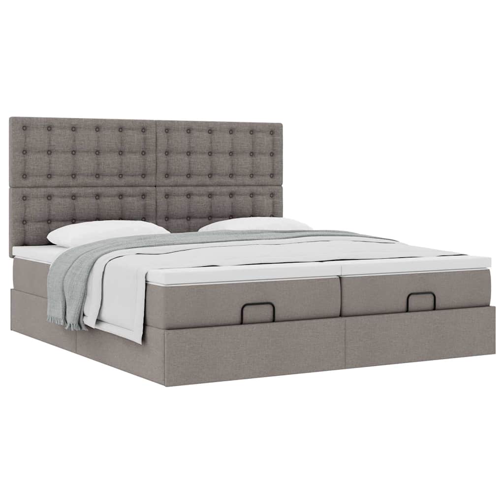 Ottoman Bed with Mattresses Taupe 200x200 Cm Fabric