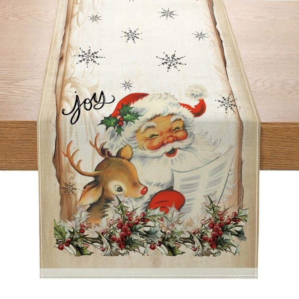 New Year Christmas Table Runner Santa Claus Xmas Bells Christmas Tablecloth Flag Cover Navidad Gift Merry Christmas Decorations