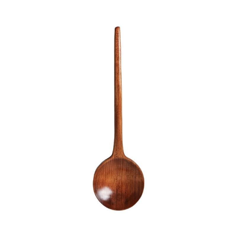 

Long Handle Wooden Soup Ladle Round Bowl Design Japanese Inspires Kitchen Utensil For Hot Soup Camping Meals 1