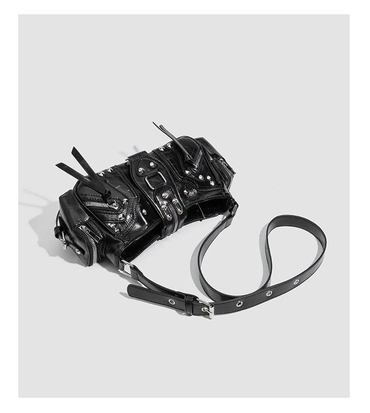 Retro Rivet Tote: Versatile Biker-Inspired Crossbody Bag for the Spicy, Sweet, and Cool.