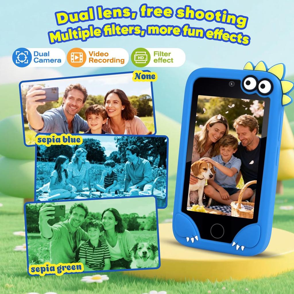 4.0'' Kids Smartphone Touch Screen 1G+8G Leaning Puzzle Game For Children Dual Cameras Children Birthday Gift Phone Toy 1200Mah