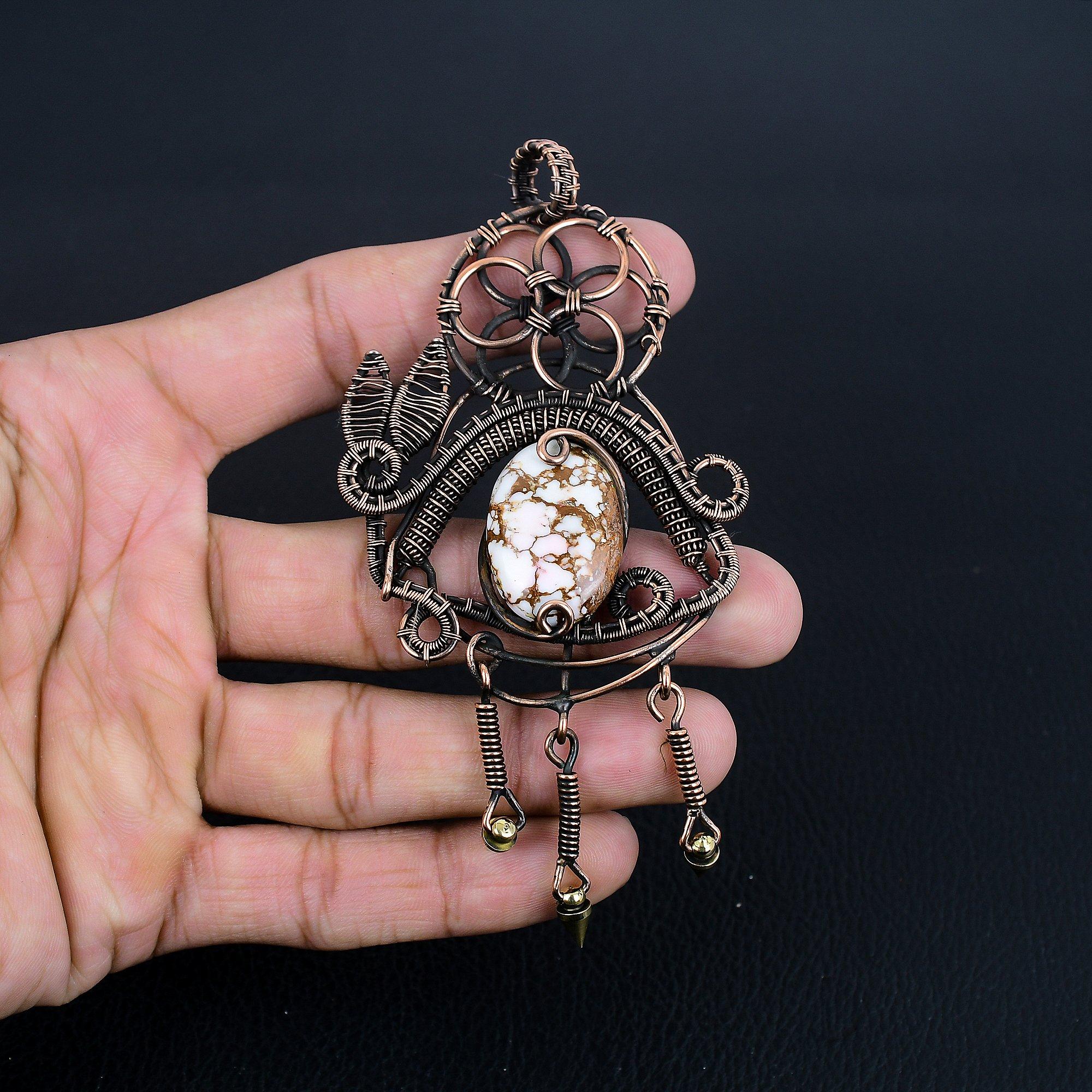 

Кулон Дикая Лошадь, Ювелирные изделия с драгоценными камнями, Кулон ручной работы, обернутый медной проволокой 999 пробы, Ювелирные изделия новейшего дизайна 2.55 Inches