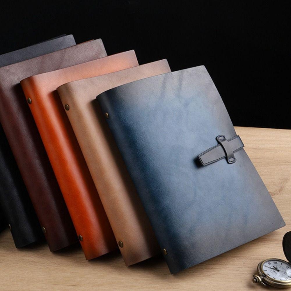 A6 PU Leather Binder Notebook Refillable Meeting Minutes Notebook Loose Leaf Notebook  Work