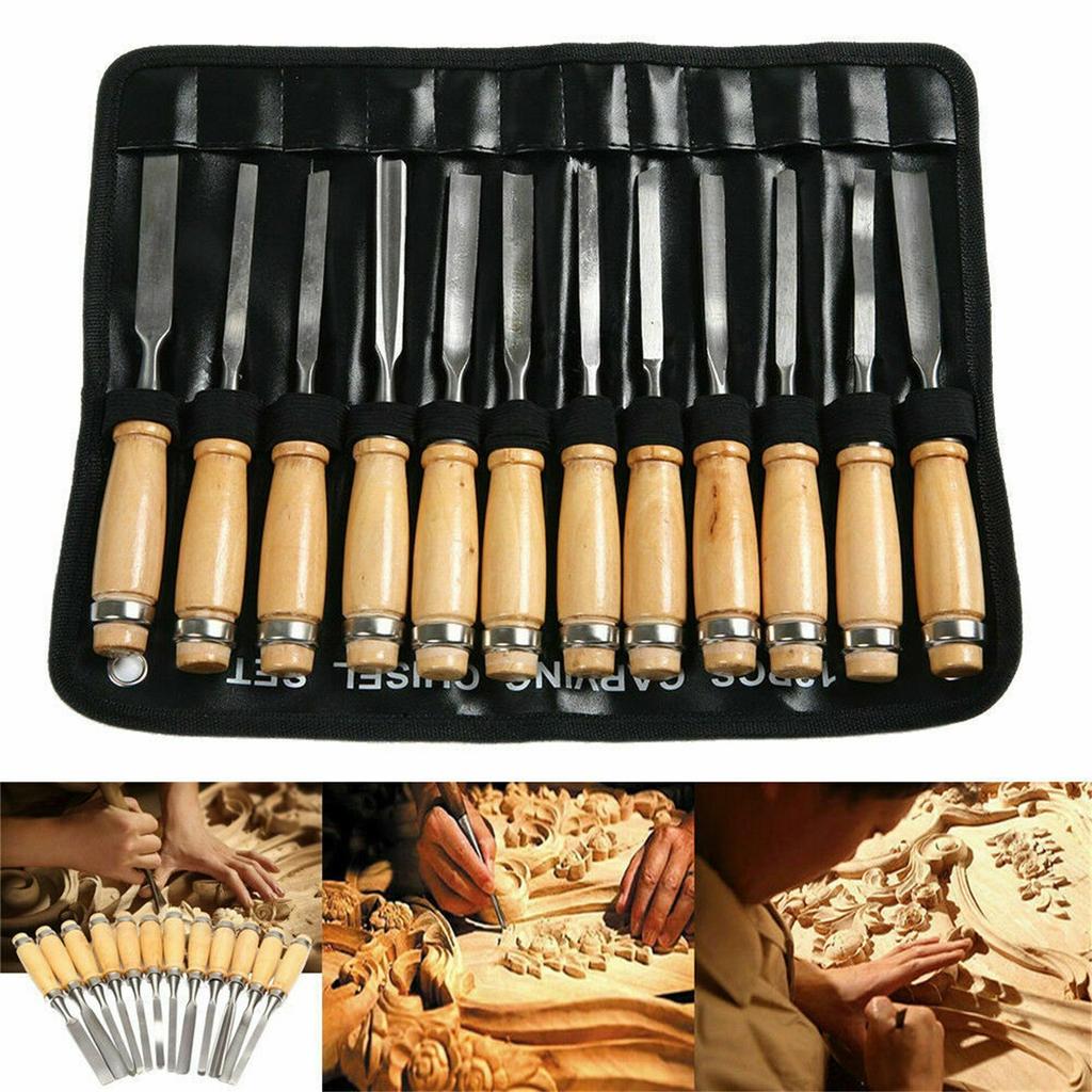 12pcs Wooden Carving Hand Tool Set Professional Woodworking Tools With Storage Bag For Sculptor Carpenter Artist