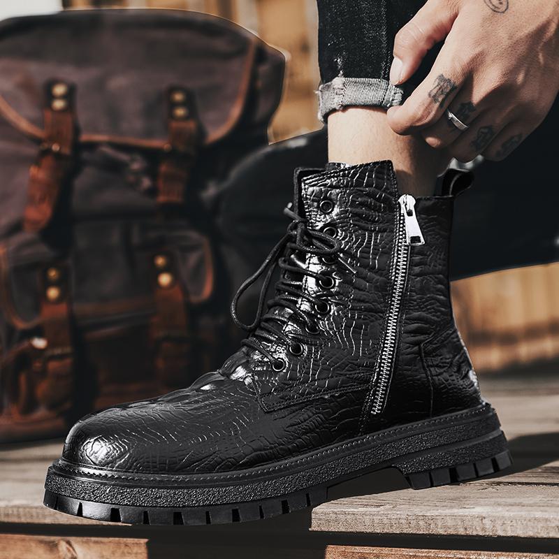 British style high-top autumn and winter black new mid-top fleece cotton shoes boots and big-toe Martin boots 38