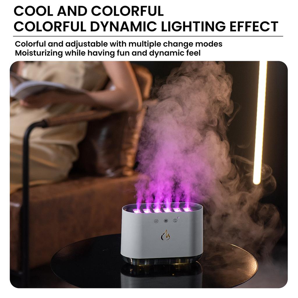 Nový stolní dynamický hudební ultrazvukový zvlhčovač vzduchu s plamenem pro domácnost 900ML RGB LED světelný zvlhčovač difuzér stroj na výrobu mlhy