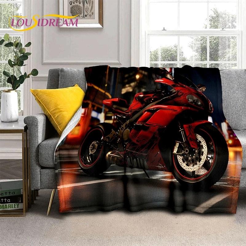 Motocross Modern Retro Motorcycle Soft Flannel Blanket for Bed Bedroom Sofa Picnic,Throw Blanket for Cover Outdoors Leisure Gift