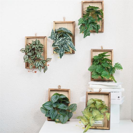 Wall Framed Artificial Plant Faux Greenery Plant in Frame Wall Decor Hanging
