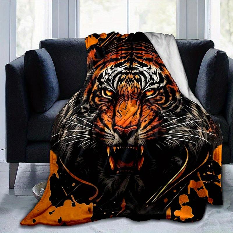 1pc Creative Roaring Tiger Cartoon Blanket  Soft Throw for Home Decor, Gift Idea, Living Room, Travel, Camping, Car Blankets