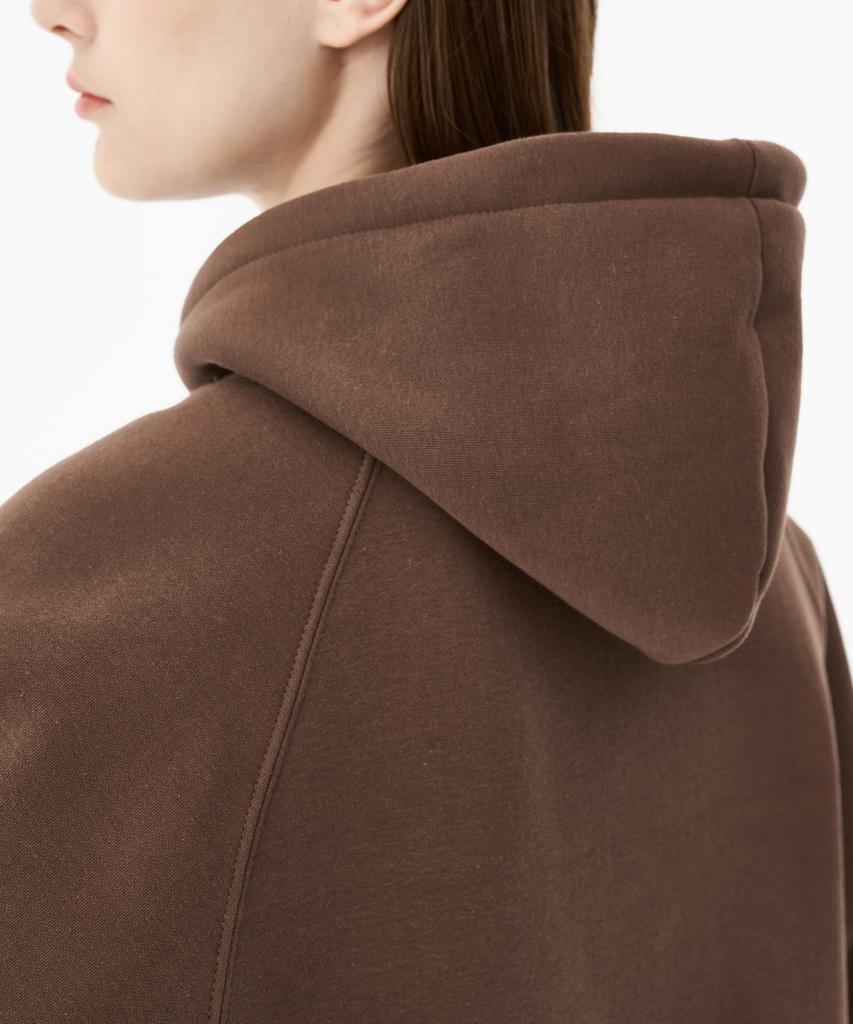 Tone-Down Raglan Oversized Fleece Hoodie Brown