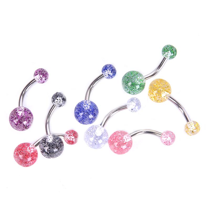 8Pcs/Set Colorful Glitters Navel Belly Button Ring Barbell Piercing Body Jewelry