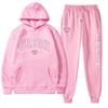 European Size Plus Fashion Printed Sweater Autumn and Winter Fleece Warm Hoodie Casual Sports Women's Suit