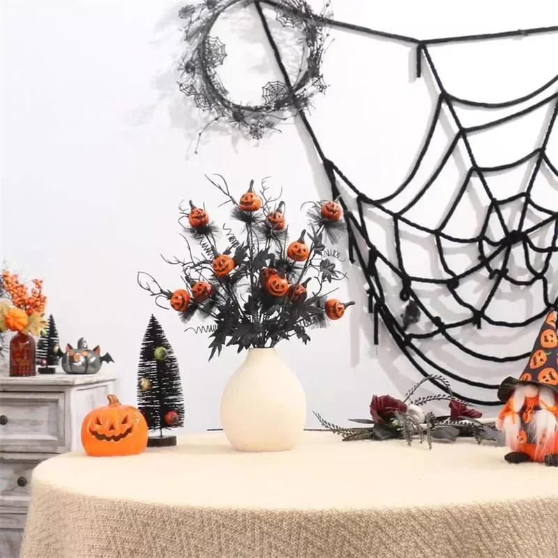 Simulated Pumpkin Maple Leaf Bundle Halloween DIY Decoration Creative Design Ornament Party Outdoor Black Branches Leaves