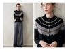 2025 Fall/Winter Striped Retro Women's Cashmere Sweater - Loose Round Neck Thick Cardigan with Long Sleeves