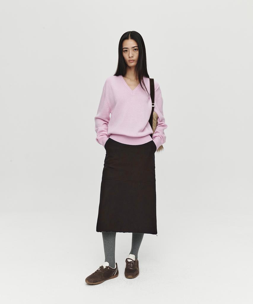 Hoite Cashmere Wool V Neck Knit (Pink)