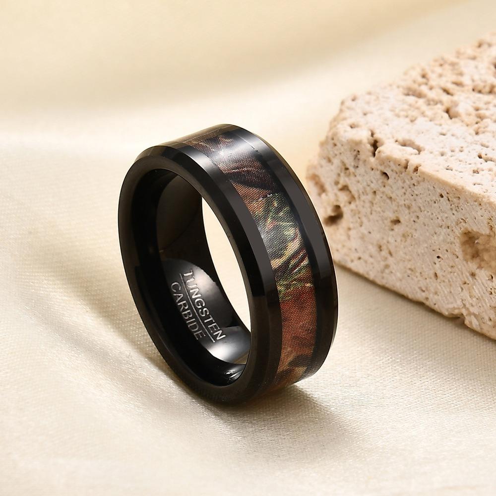 8MM Tungsten Steel Marble Pattern Ring Simple Stylish Unisex Fashion Wedding Band Durable Comfort Fit Jewelry Gift