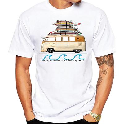 Scena Miami Beach Samochody Męski T-shirt Graficzny Vintage Autobus Plażowy Surf Sportowa Odzież Retro Blaty Deska Surfingowa Fani SUP Chłopięce Koszulki