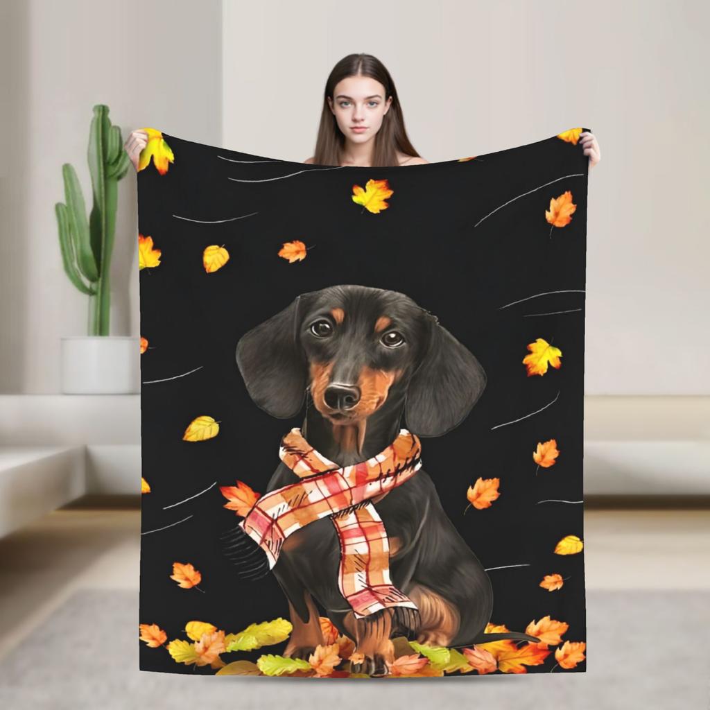 Cartoon Dackel Hund Decke Fleece Herbst/Winter Atmungsaktiv Warm Überwurfdecken für Bettwäsche Outdoor Teppich Stück