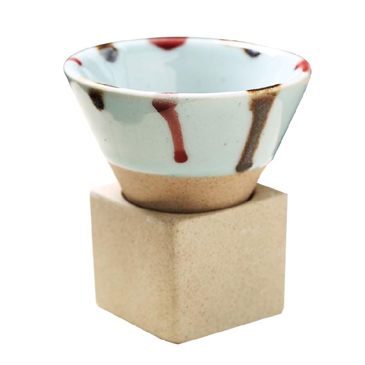 Ceramic Coffee Cups Japanese Pull Flower Porcelain-Cup Coffee Mugs with Base
