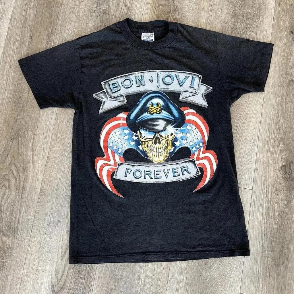 Bon Jovi "These Days" 90s Rock Album Band Photo Vintage Wash Oversized Streetwear Concert Fan Merch T-Shirt Top for Rock Music Lovers Band Collectors