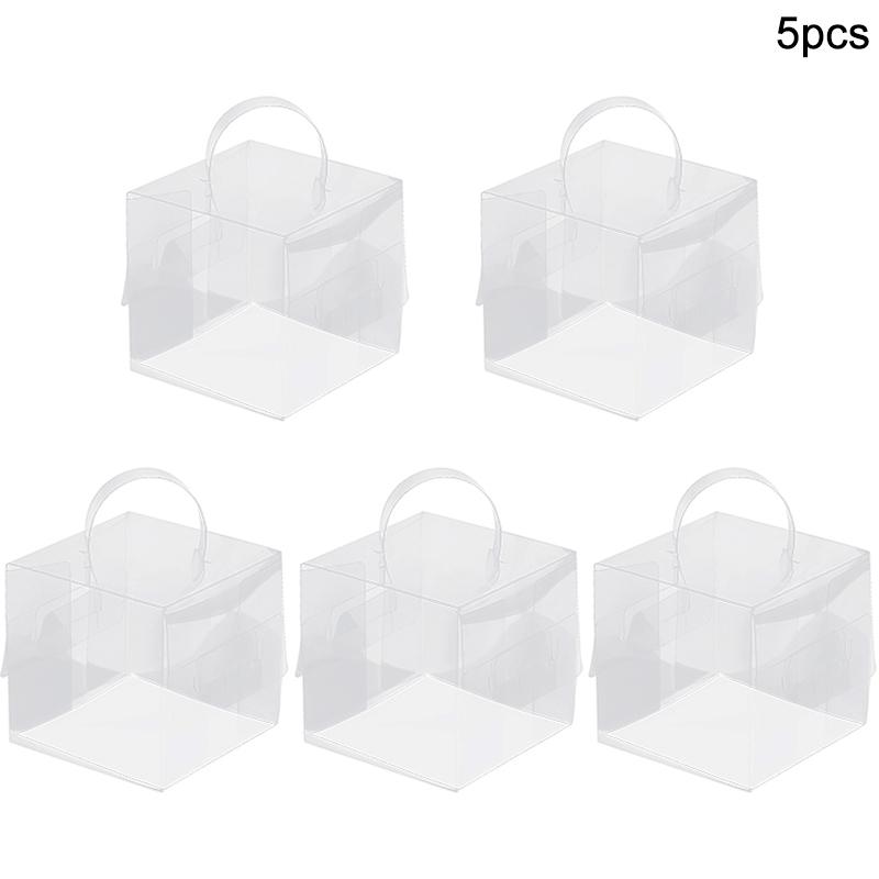 5/2Pcs Cake Packaging Box with Handle Transparent Dessert Gift Wrap Box Cupcake Container Wedding Birthday Party Decor Supplies