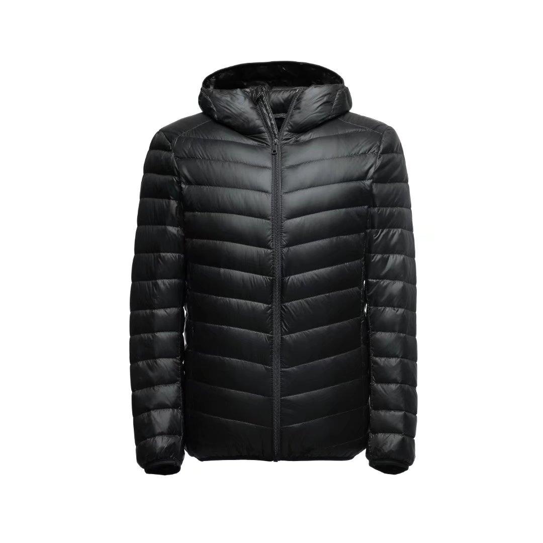 

New light down jacket men s collarless down warm down liner plus size crew neck thin jacket M чорний