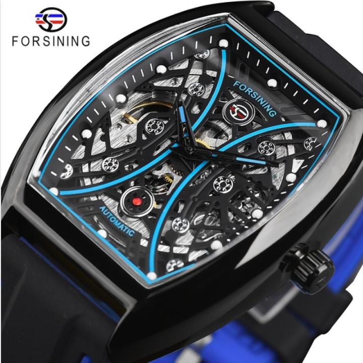 2023 New Square Forsining Men's Fashion Motorcycle Street Tide Men's Hollow Automatic Mechanical Watch Montre Homme