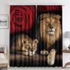 2PC Curtains With Animal Avatars Printed On Lions   Tigers   And Leopards Are Suitable For Kitchens   Cafes   Living Rooms   Balconie