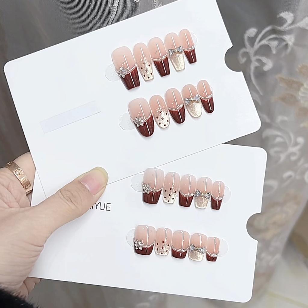 Pure Hand-made Phototherapy Wears Nail Red Zhaoyuan Finished Product Reusable Nail Art Patches