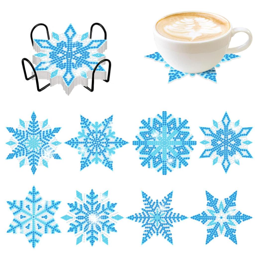 SDOYUNO Coasters Diamond Painting Set Christmas Coasters For Coffee Cups Diamond Mosaic Arts Crafts Waterproof Kitchen Accessory