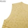 ZANZEA Women Casual Embroidery Lace Patchwork Summer Sleeveless Tank Tops
