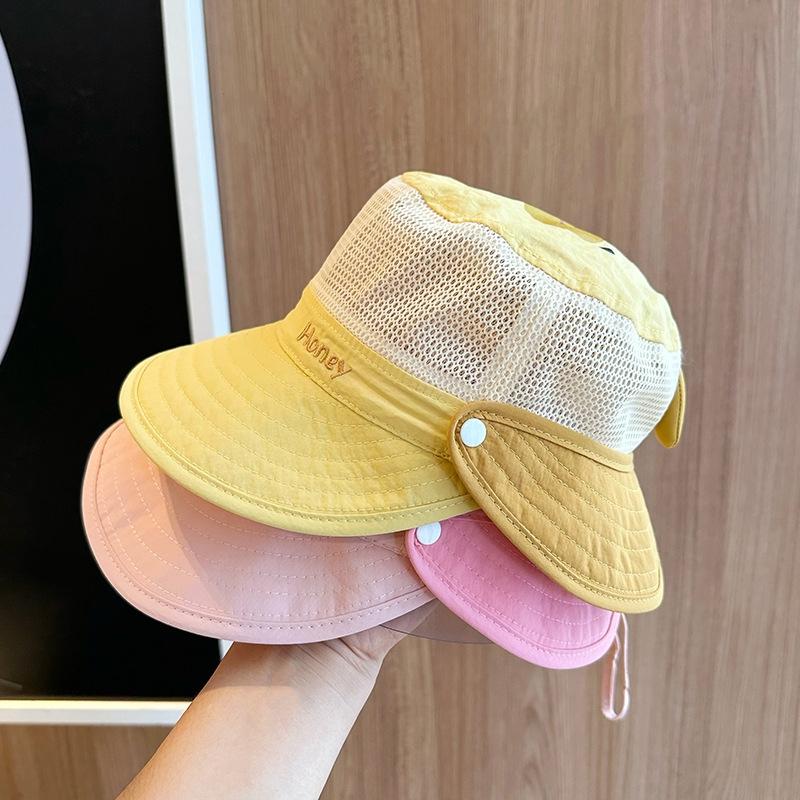 Sommer Netz Atmungsaktive Fischerhüte Niedliche Kinder Sonnenhüte Mit Breiter Krempe Strandhüte Outdoor Freizeit Panama Basin Cap Für Jungen Mädchen