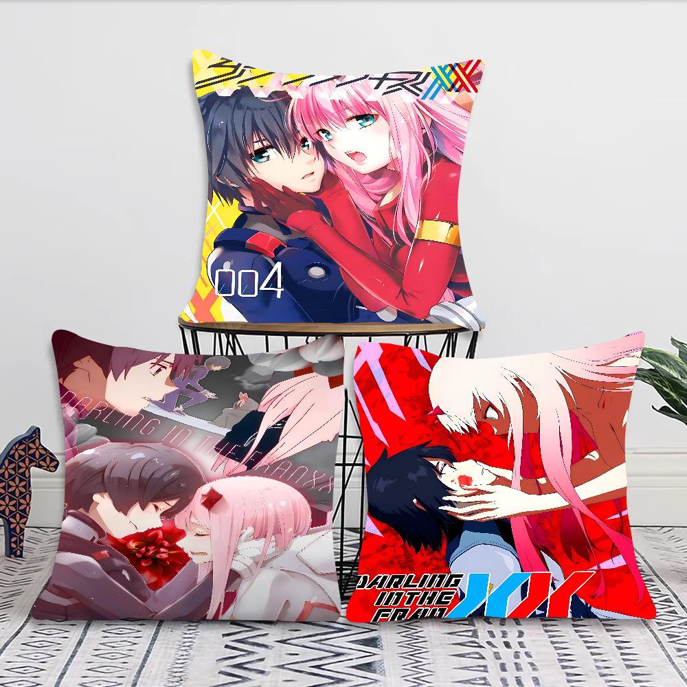 Anime Darling In The Franxx Pillow Case Square Pillow Bedroom Sofa Leisure Comfort Cushion Car Living Room Home Decoration
