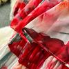 Summer Off Shoulder Gorgeous Flower Holiday Chiffon Dress Women Slash Neck Floral Print Elastic Waist Long Robes