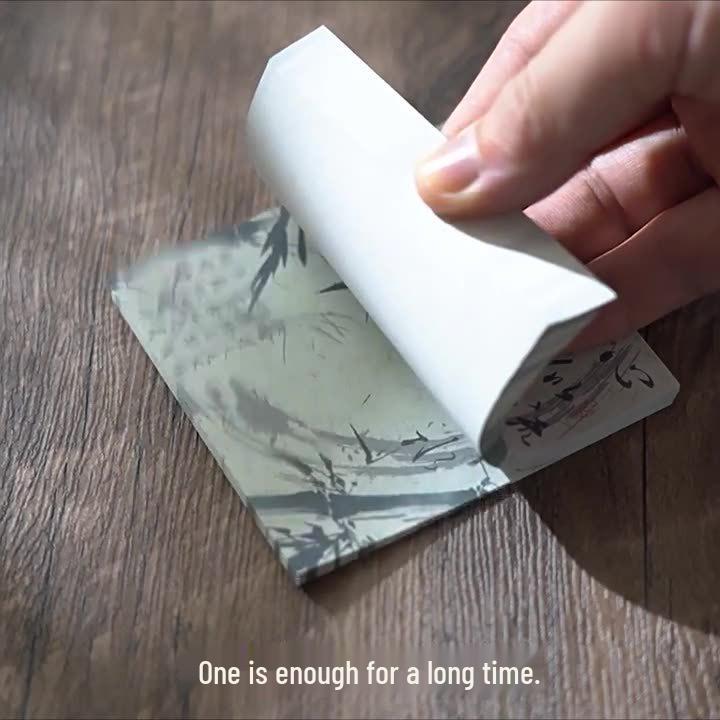 Chinese Bamboo Calligraphy Sticky Notes - Non-Adhesive, Removable Notepad