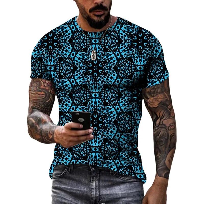 Moda Nuovo Retro Stile nazionale magliette grafiche Tendenza estiva Uomo Casual streetwear Personalità harajuku Stampa O-Collo Tees Top