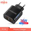 5V3A Dual USB Wall Charger LED Lighting Fast Charging EU US Plug QC 3.0 Power Adapter For Iphone 11 12 13 Pro Max Samsung Xiaomi