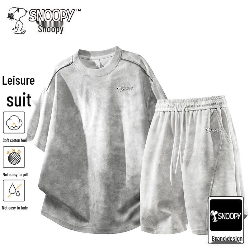 SNOOPY Men s Summer Trendy T-shirt & Shorts Set XL