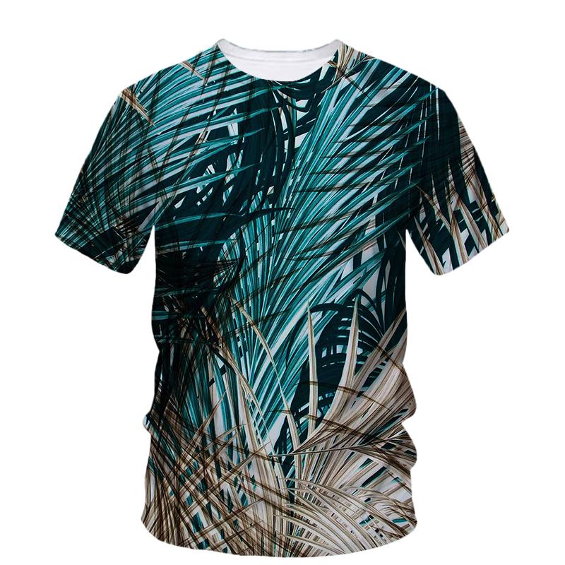Summer Originality Plant Leaves Graphic T-shirts Trend Casual Personality Fun Printed O-neck Short Sleeve Men's T-shirts