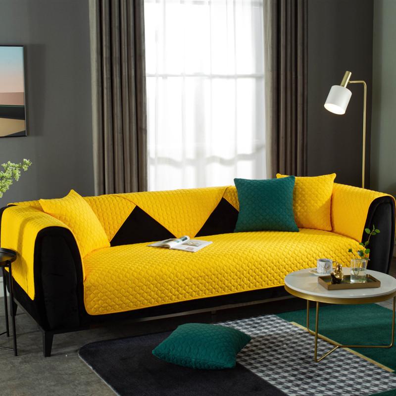 New Sijitong Fabric Cotton Quilted Embroidered Sofa Cushion Chinese Simple Double-sided Leather Sofa Cushion Towel