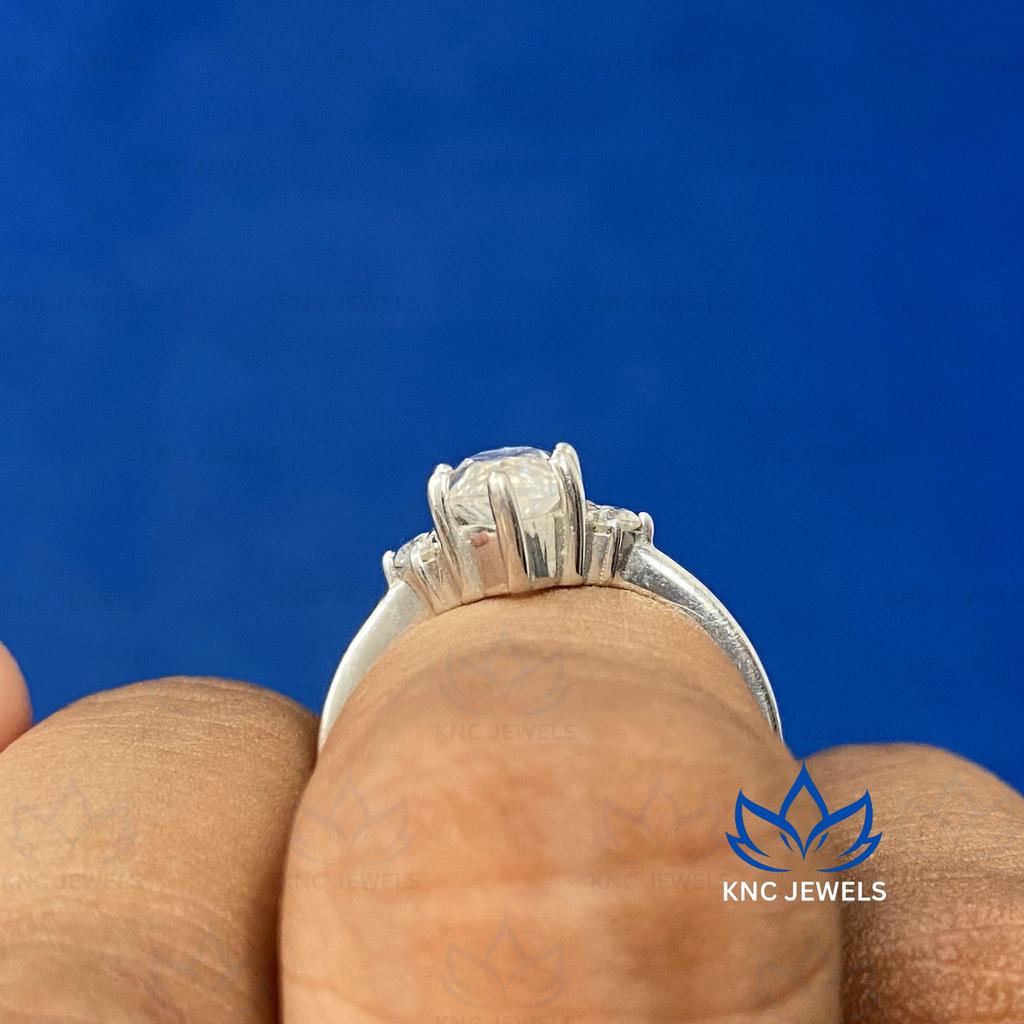 Knc Jewels 1.5ctw Moissanite Engagement Ring Solid 925 Sterling Silver Bridal Wedding Ring