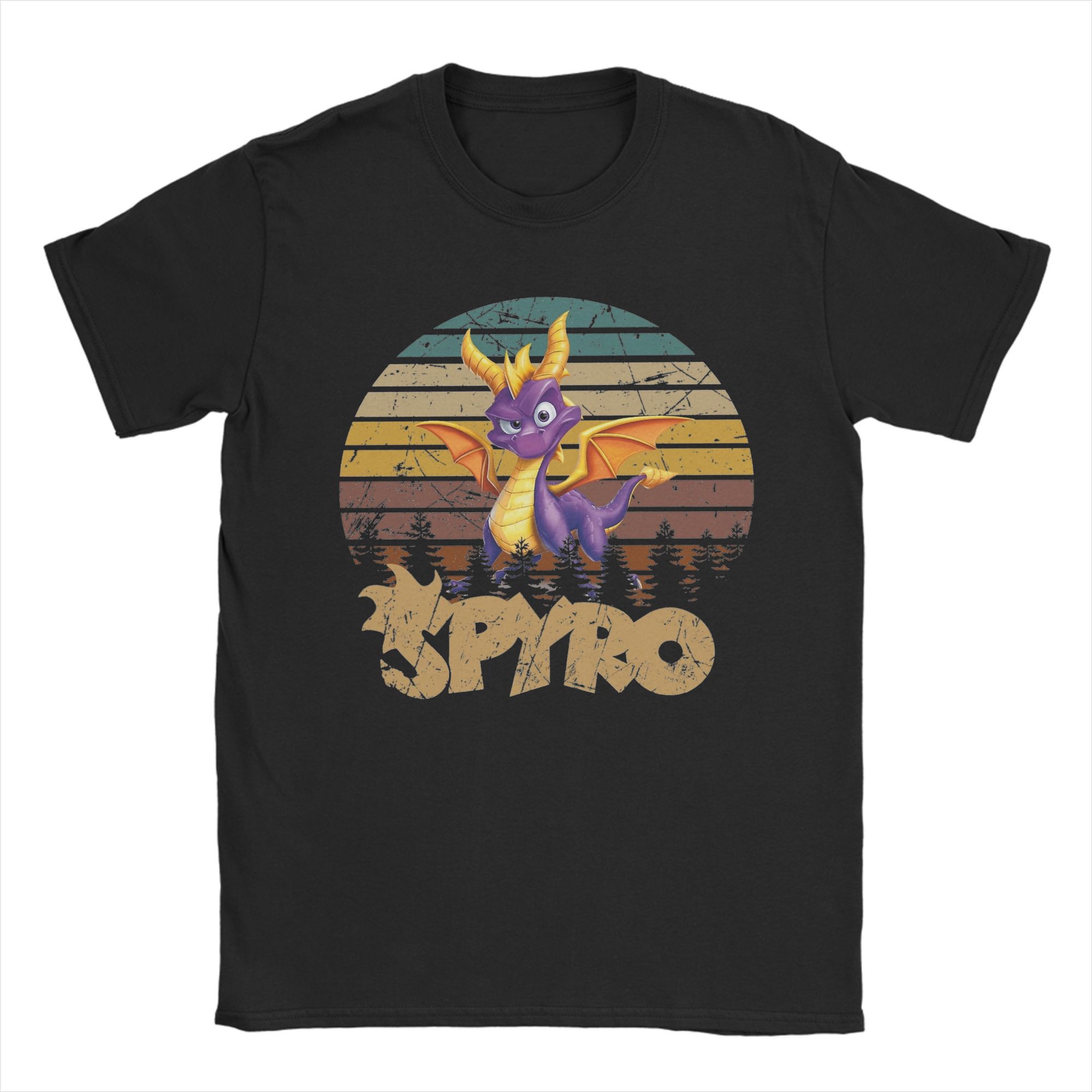 Vintage Spyro the Dragon T-Shirts Men Crewneck Cotton T Shirt  Short Sleeve Tee Shirt 4XL 5XL 6XL Tops - Men s Summer Cotton ... S разноцветный