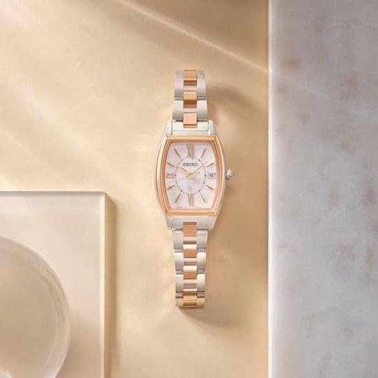 Seiko Watch LUKIA SSVW230 Ladies Wristwatch Grow Series Made Japan Solar Radio-Controlled Date Calendar Silver Pink Gold White Dial Stainless Steel