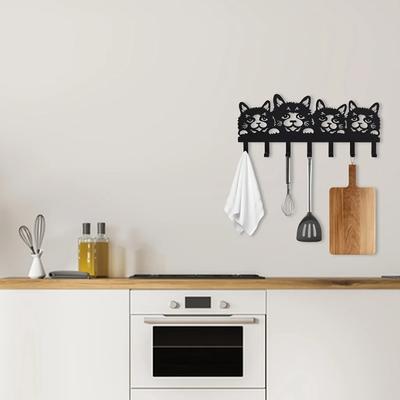 Metal Cat Coat Hooks Wall-Mounted Stylish Wall Hooks for Coats, Hats, Towels | Animal Design Entry Wall Hooks | Functional Decor