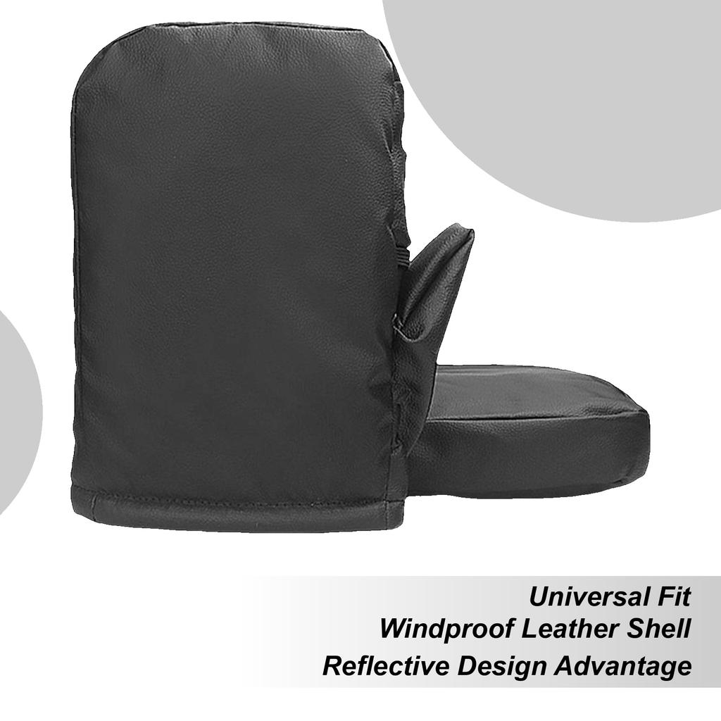 Motorcycle Handlebar Muffs PU Leather Waterproof Hand Warmers Snowmobile Handlebar Mittens Hand Guard For Men Women Winter Cold