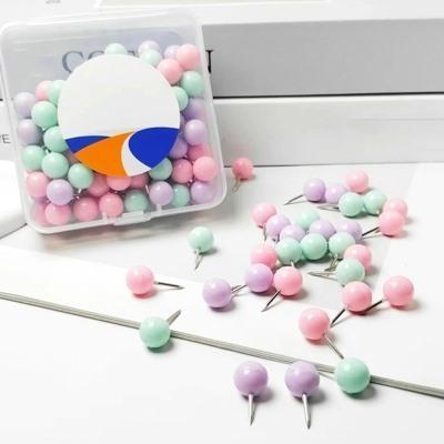 50pcs Macaron Colored Earth Nail, Big Head Art Character Nail, Soft Wooden Card, Teacher's Universal Message, Drawing Pin