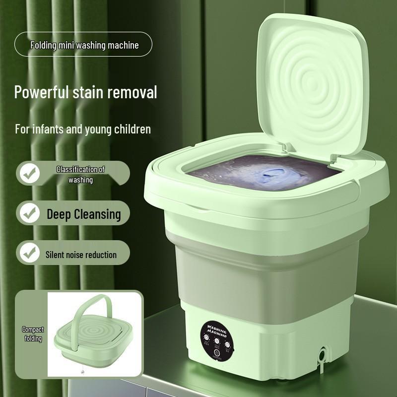 

Compact Folding Washing Machine with Blue Light for Dorms - Ideal for Baby Clothes, Underwear, and Socks