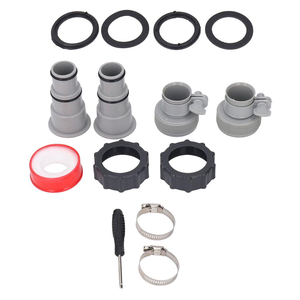 Threaded Hose Adapter Kit Replacement Clamp Pipe Connector for 1.5 and 1.25 Inch Hoses Filter Pump