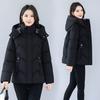 XL fattened large size plaid splicing hooded down cotton-padded jacket women's new loose cotton-padded jacket thickened cotton jacket