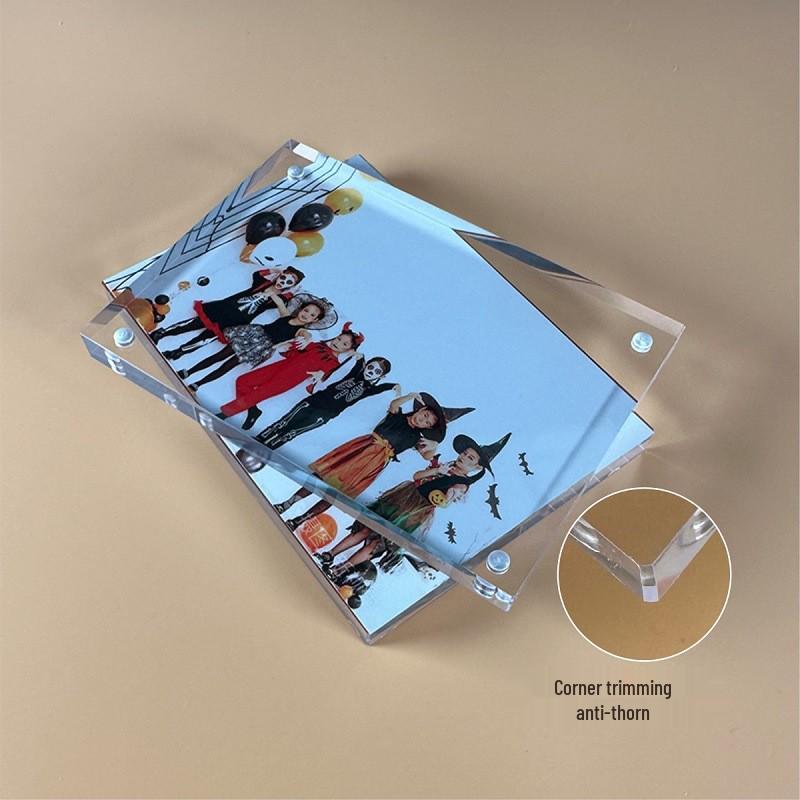 Clear Acrylic Magnetic Photo Frame for 3-Inch Polaroids - Thickened Desktop Display Stand